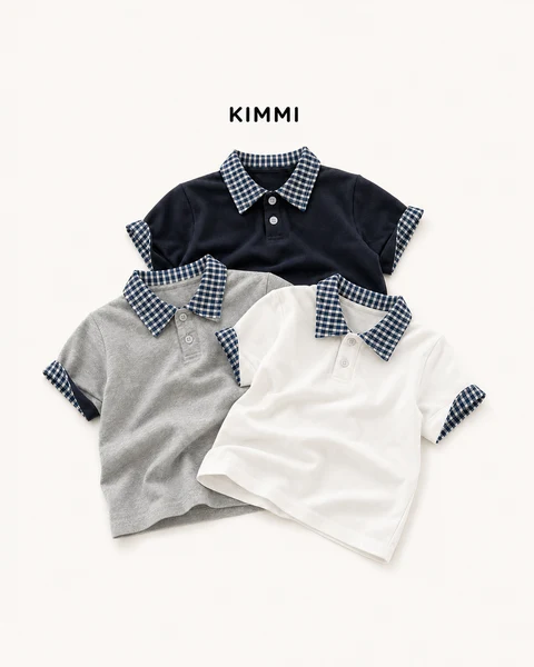 Áo Polo Tay Ngắn Kimmi Cổ Phối Caro Cho Bé