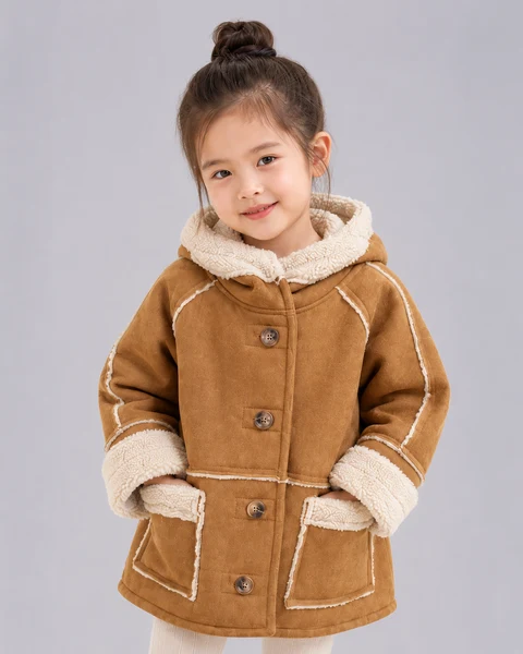 Áo Khoác Da Lộn Maika Lót Lông Giữ Ấm Cho Bé