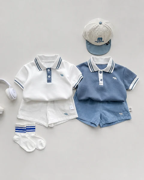 Bộ Polo Chengzi Phong Cách Hàn Quốc Cho Bé