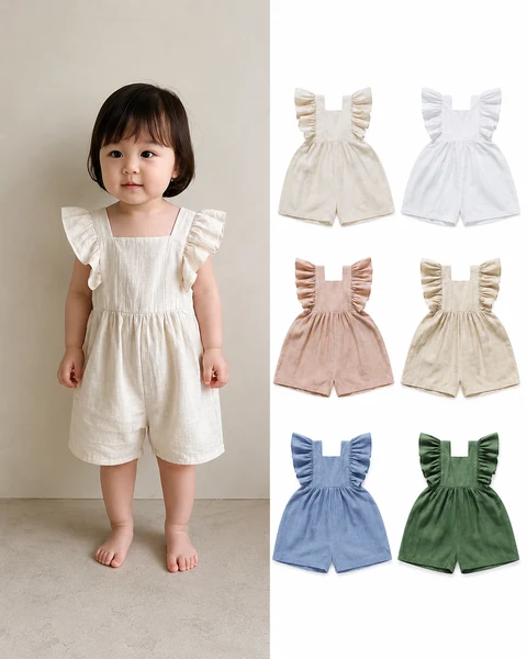 Bộ Romper Bèo Vai Chic Đũi Lạnh Cho Bé
