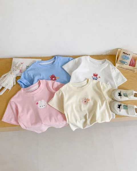 Áo Thun Cộc Tay Little Cotton Mềm Mát Cho Bé