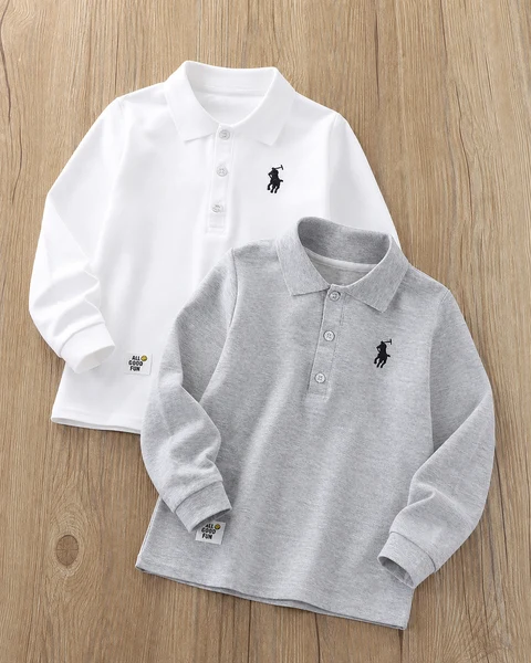 Áo Polo Dài Tay Paul Cotton Mềm Ấm Cho Bé