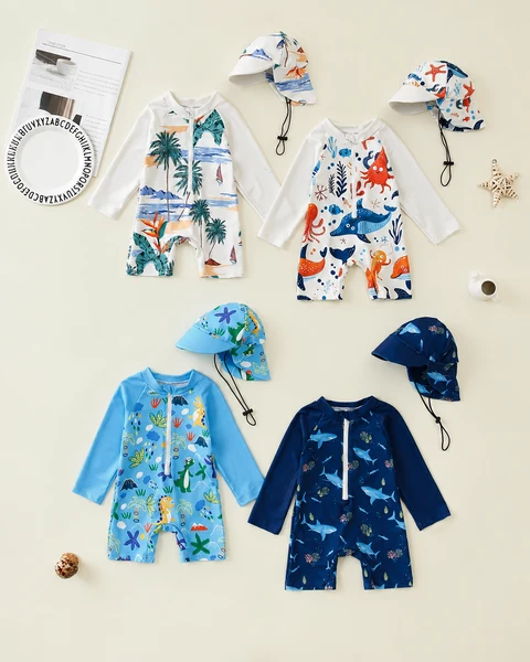 Bộ Đồ Bơi Tay Dài Ocean Chống Nắng UPF50+ Cho Bé