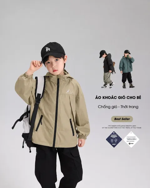 Áo Khoác Gió Mountain 2 Lớp Cho Bé