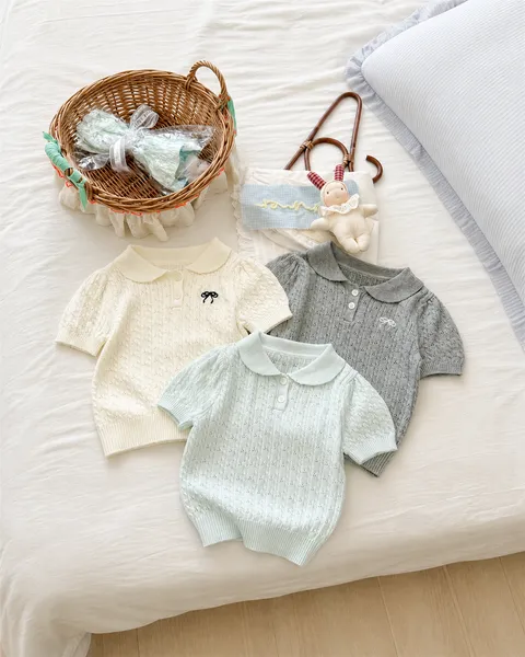 Áo Polo Cộc Tay Bow Thoáng Mát Cho Bé