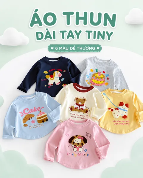 Áo Thun Dài Tay Tiny Cho Bé Gái