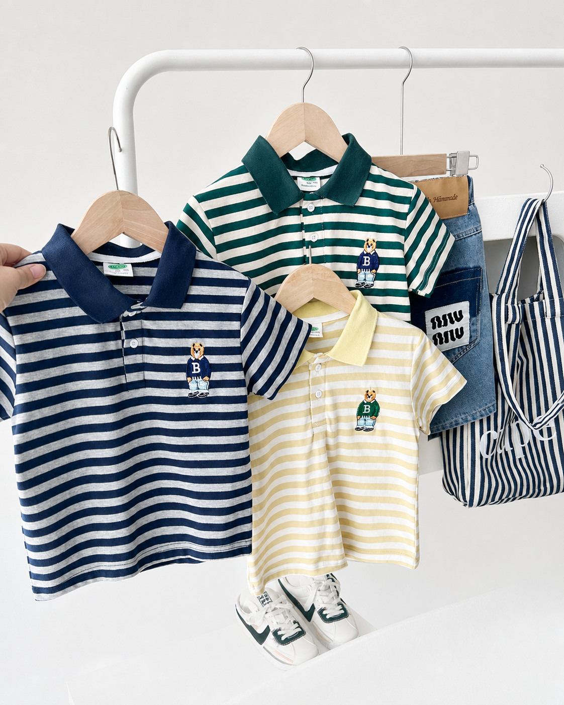 Áo Polo Kẻ Ngang Rube Cotton Mềm Mát Cho Bé